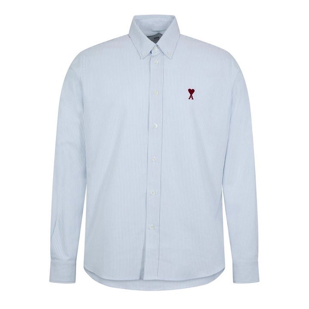 AMI Paris Ami De Coeur Striped Shirt - Blue
